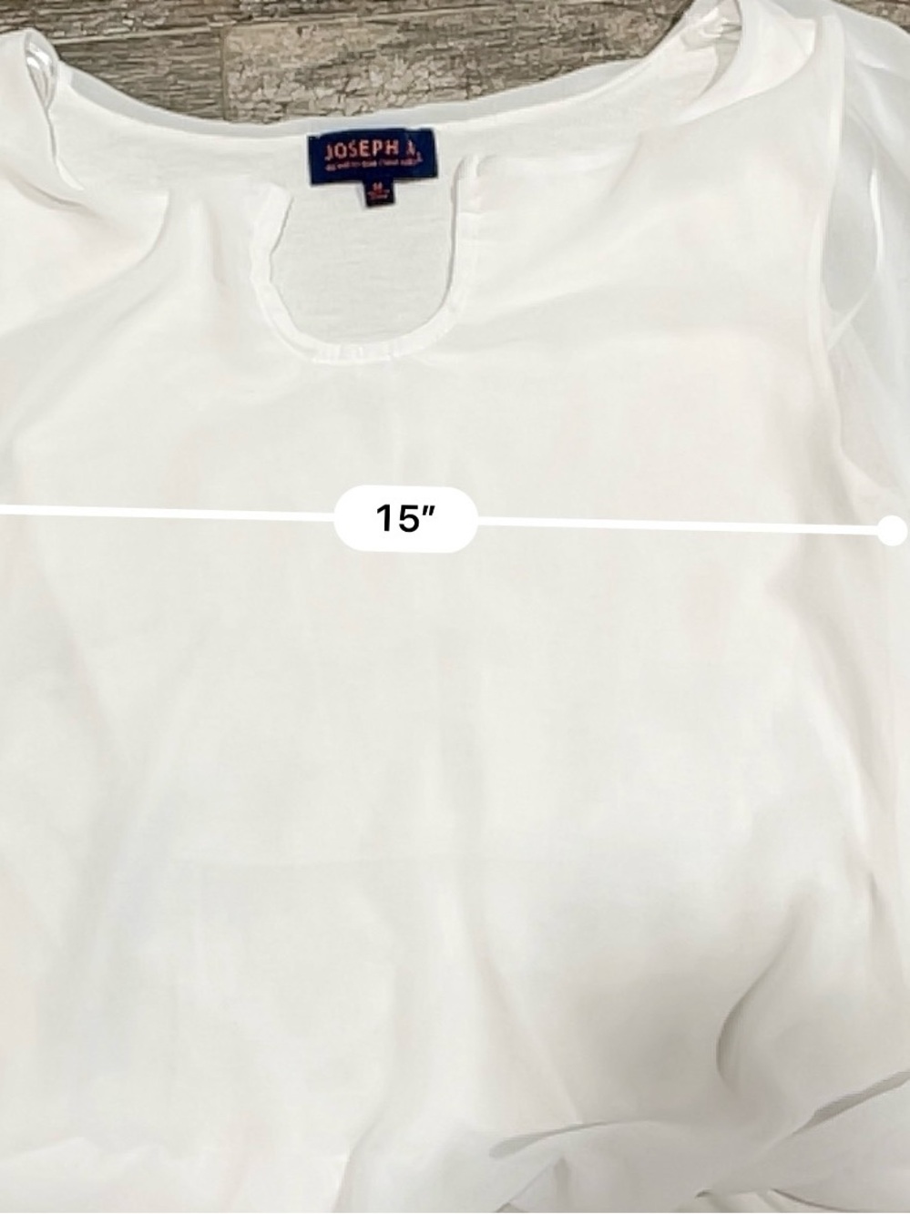 Joseph A White Sheer Overlay Blouse with Scoop Neck - Picture 4 of 5